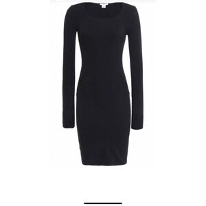 Helmut Lang Black Bodycon Dress Long‎ Sleeve Cutout Back Minimalist